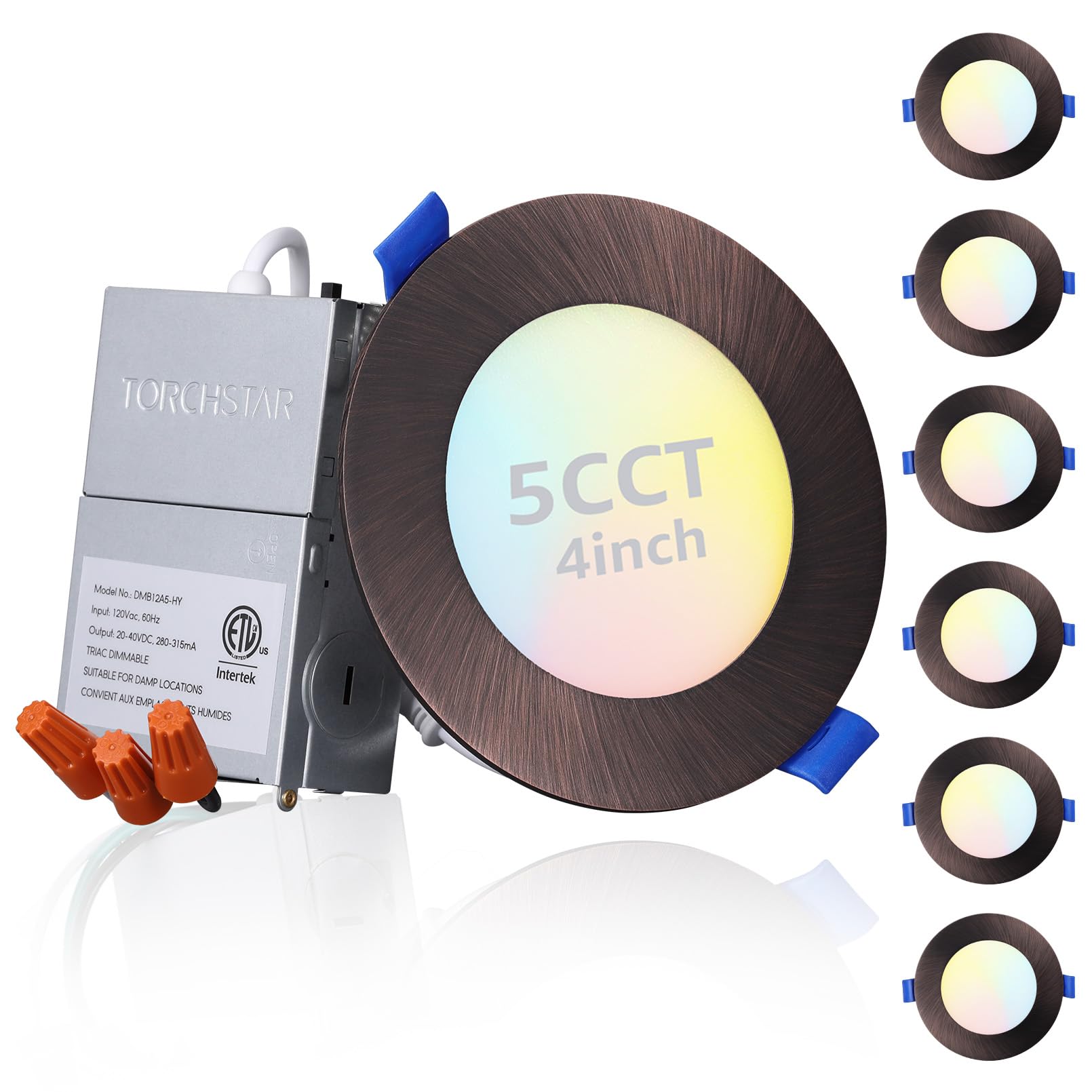 TORCHSTAR 6-Pack 4 Inch 5CCT Slim Recessed Lights, Update Oil